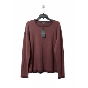 Westzeroone Men's Top XL Dayton Wine Pullover Long Sleeve Crew Neck Mini Stripes